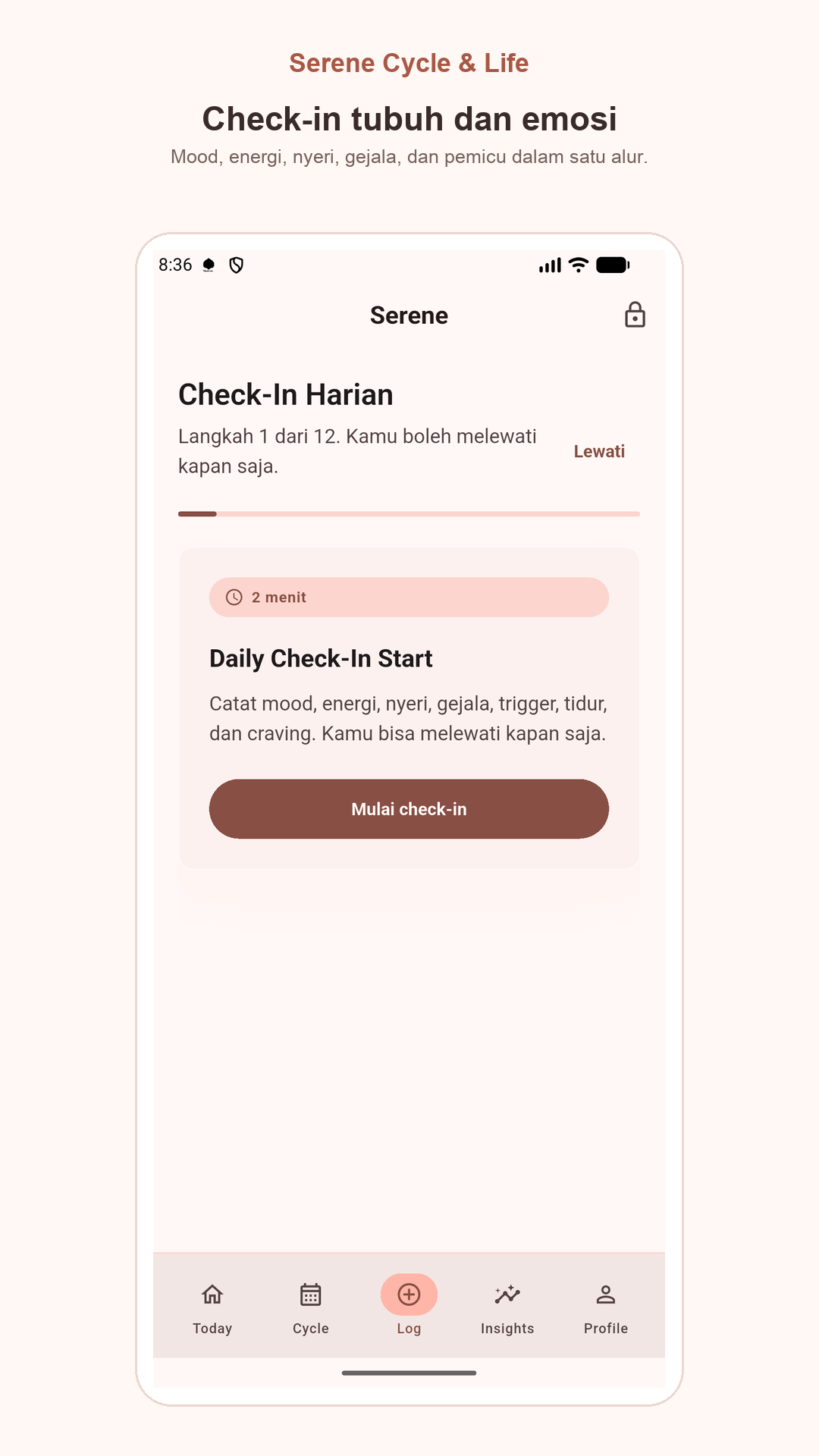 Preview layar daily check-in Siklia
